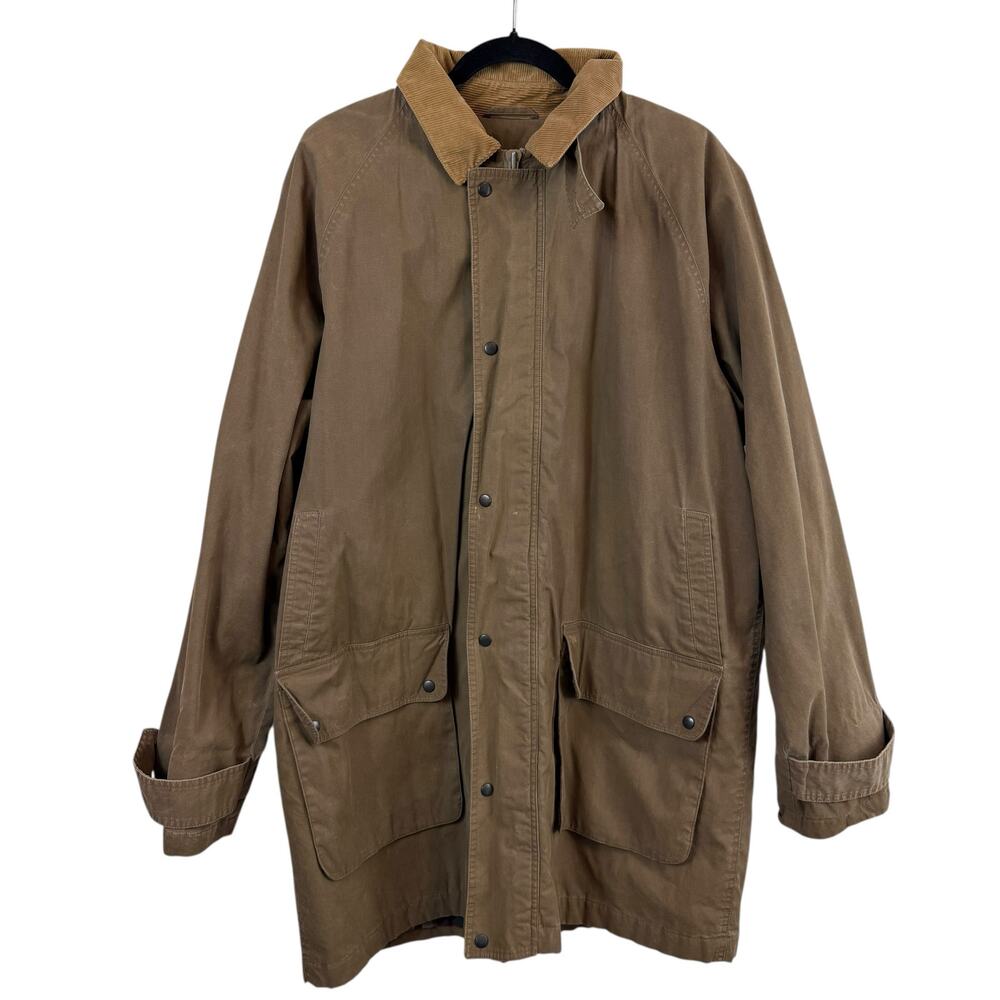 Vintage Polo Ralph Lauren Waxed Cotton Hunting Barn Coat Jacket Classic Tan Sz L
